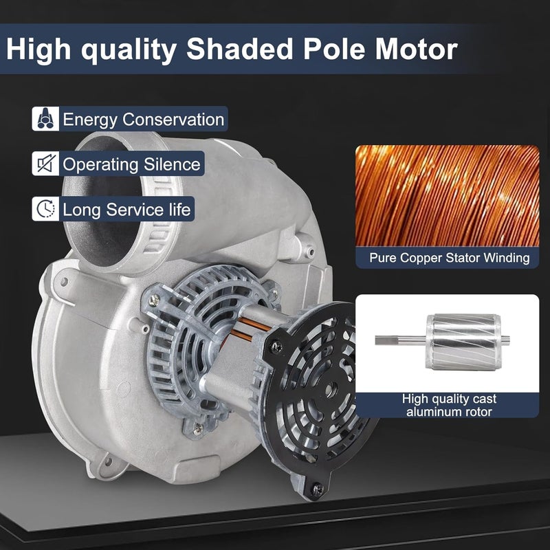 Criditpid FB-RFB241 Furnace Draft Inducer Blower Fan Motor Replacement for Jakel J238-150-1533, J238-150-15165, Rheem Ruud 70-24157-03, Fasco 7021-11559, Ametek 117104-01. - Image 3